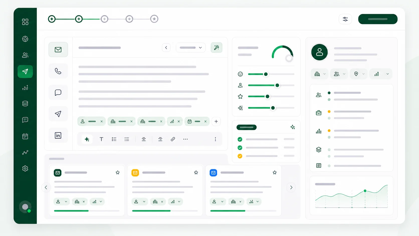 Mockup de editor de mensajes personalizados para campaña B2B